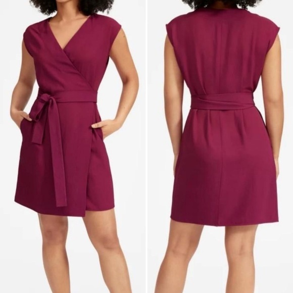 Everlane GoWeave Wrap Dress in Berry - Picture 2 of 13